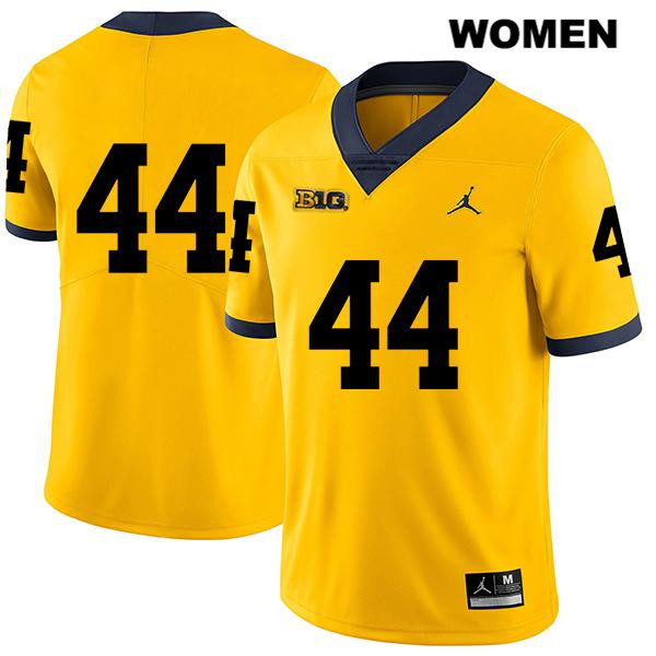 Women's NCAA Michigan Wolverines Jared Char #44 No Name Yellow Jordan Brand Authentic Stitched Legend Football College Jersey BM25D61AU